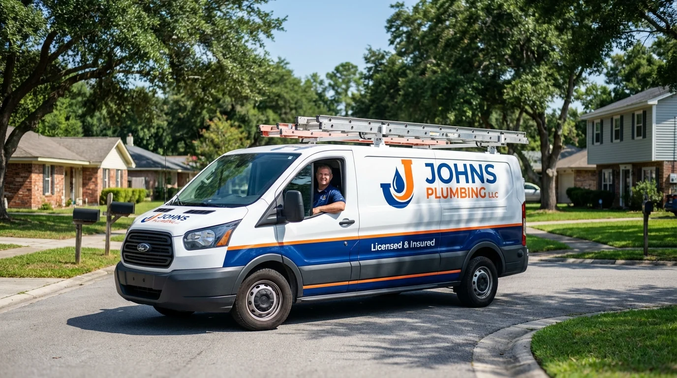 Johns Plumbing LLC service van in Vienna, WV