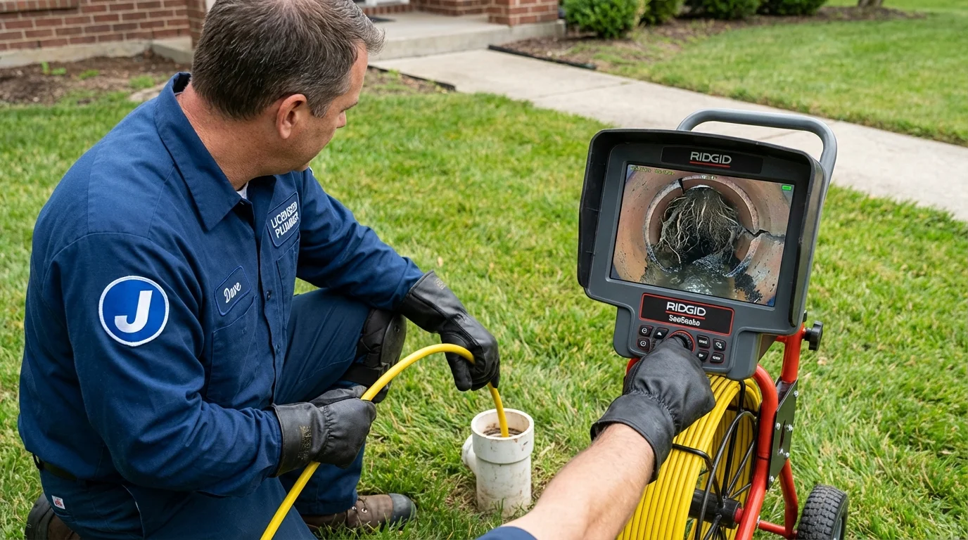 Sewer camera inspection being performed by Johns Plumbing LLC in Vienna
